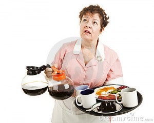 Tired domestic help on Purim